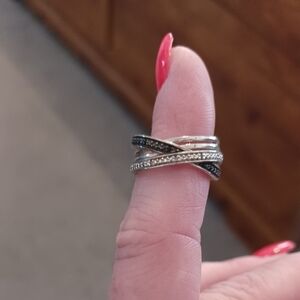 Black and white diamond ring